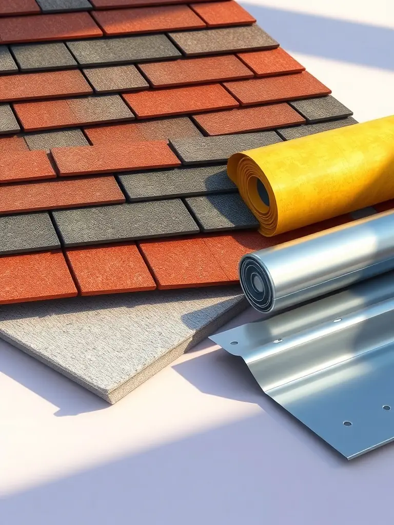 A selection of high-quality roofing materials used by Long View Roofing San Antonio, including durable shingles and weather-resistant underlayment, emphasizing their commitment to quality.